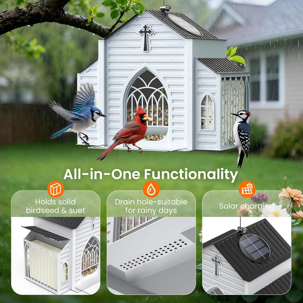 ✝️Rustic Church-Shaped Metal Solar Bird Feeder for Outdoor Garden🔥