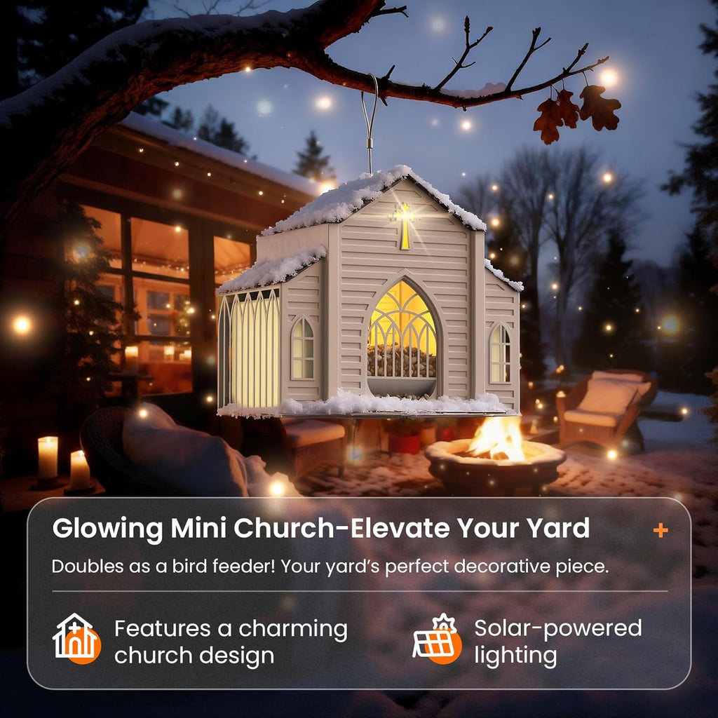 ✝️Rustic Church-Shaped Metal Solar Bird Feeder for Outdoor Garden🔥