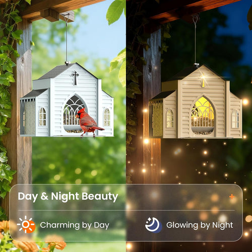 ✝️Rustic Church-Shaped Metal Solar Bird Feeder for Outdoor Garden🔥
