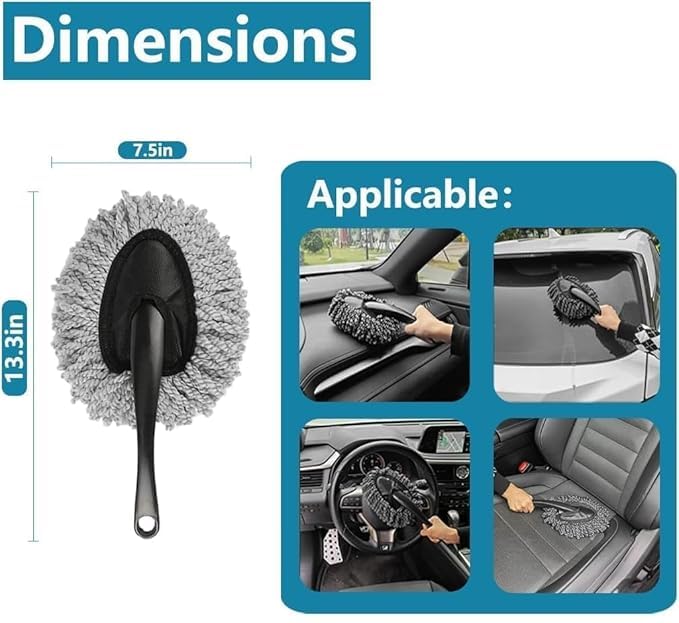 Microfiber Car Duster Kit, Long Handle-Brush Interior & Exterior Car Cleaning Cloth,Scratch & Lint Free, Pollen Removing Best Tools Best For Cars, Suvs, Sedan, Car Cleaning Kit (6 PCS), Multi