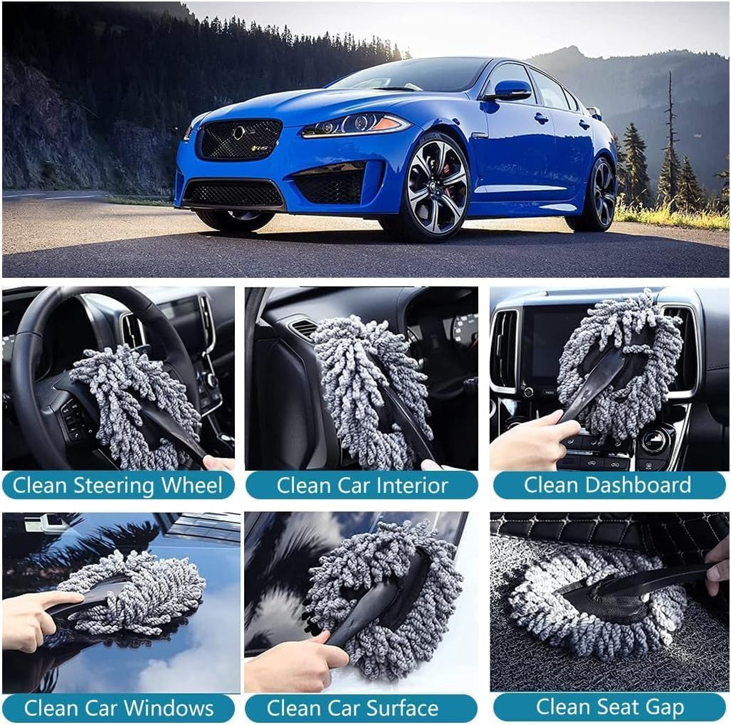 Microfiber Car Duster Kit, Long Handle-Brush Interior & Exterior Car Cleaning Cloth,Scratch & Lint Free, Pollen Removing Best Tools Best For Cars, Suvs, Sedan, Car Cleaning Kit (6 PCS), Multi
