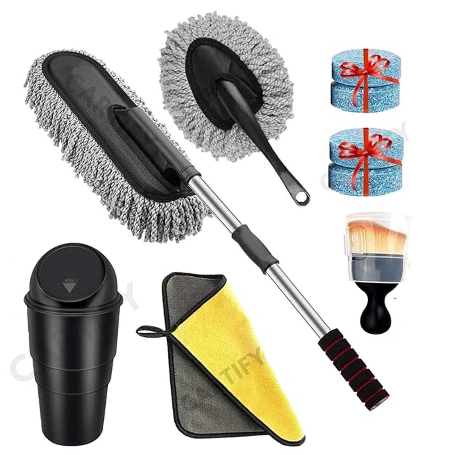 Microfiber Car Duster Kit, Long Handle-Brush Interior & Exterior Car Cleaning Cloth,Scratch & Lint Free, Pollen Removing Best Tools Best For Cars, Suvs, Sedan, Car Cleaning Kit (6 PCS), Multi