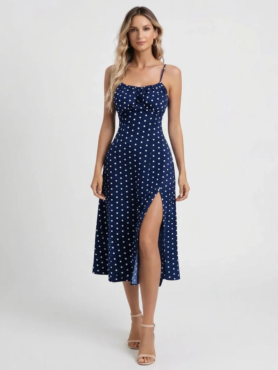 Summer Spaghetti Strap Slit Floral Dress