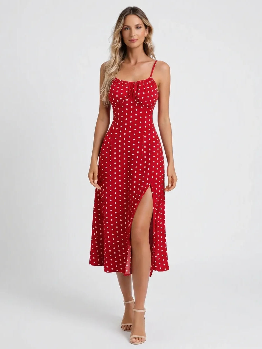 Summer Spaghetti Strap Slit Floral Dress