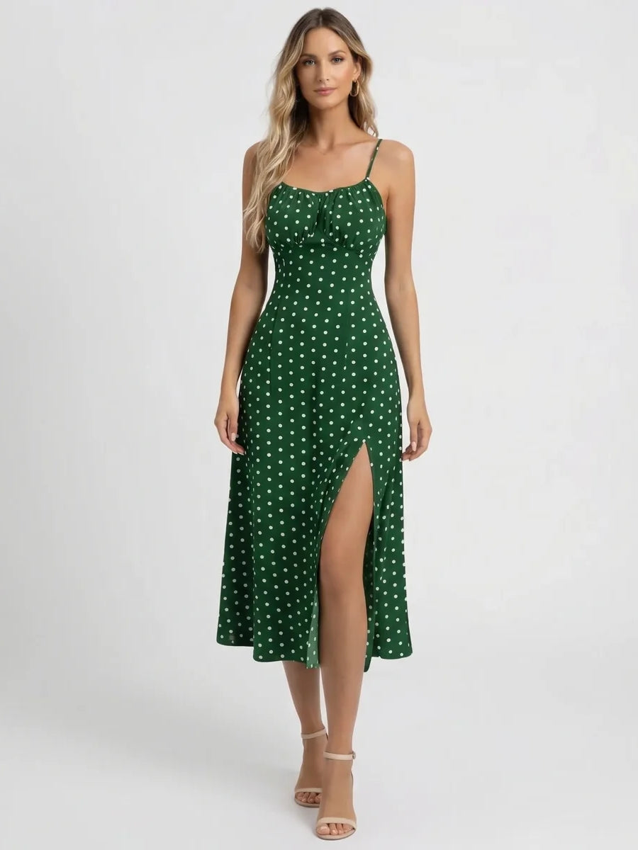 Summer Spaghetti Strap Slit Floral Dress