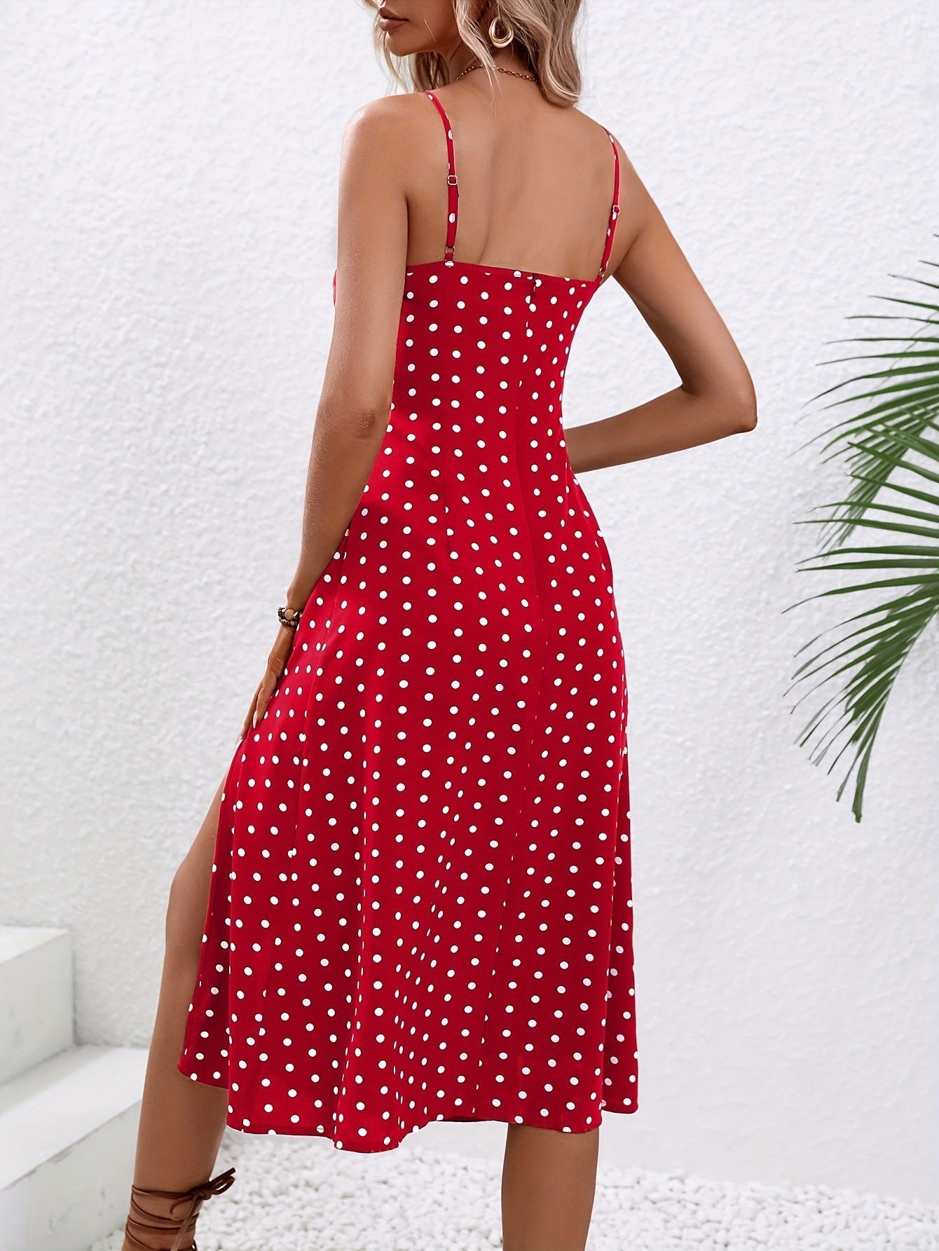 Summer Spaghetti Strap Slit Floral Dress