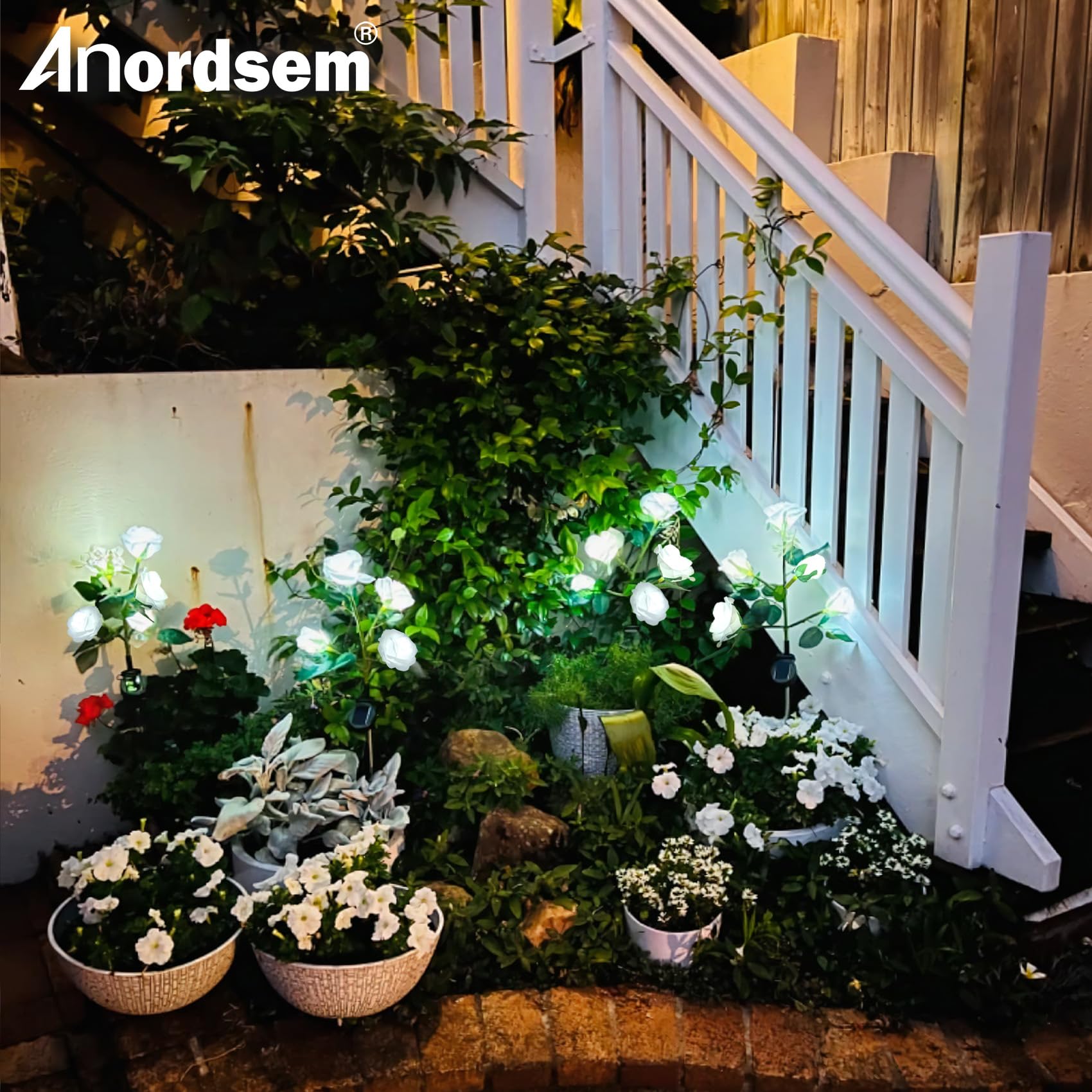 Solar Azalea Flower Lights 4 Pack IP65 Waterproof Realistic Multi-Color Stakes for Grave Garden Decor Memorial Cemetery Lights