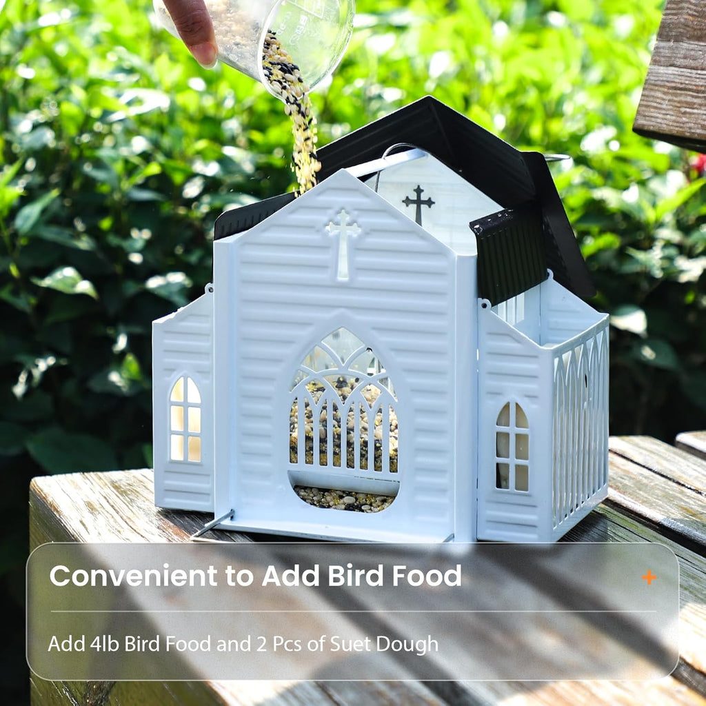 ✝️Rustic Church-Shaped Metal Solar Bird Feeder for Outdoor Garden🔥