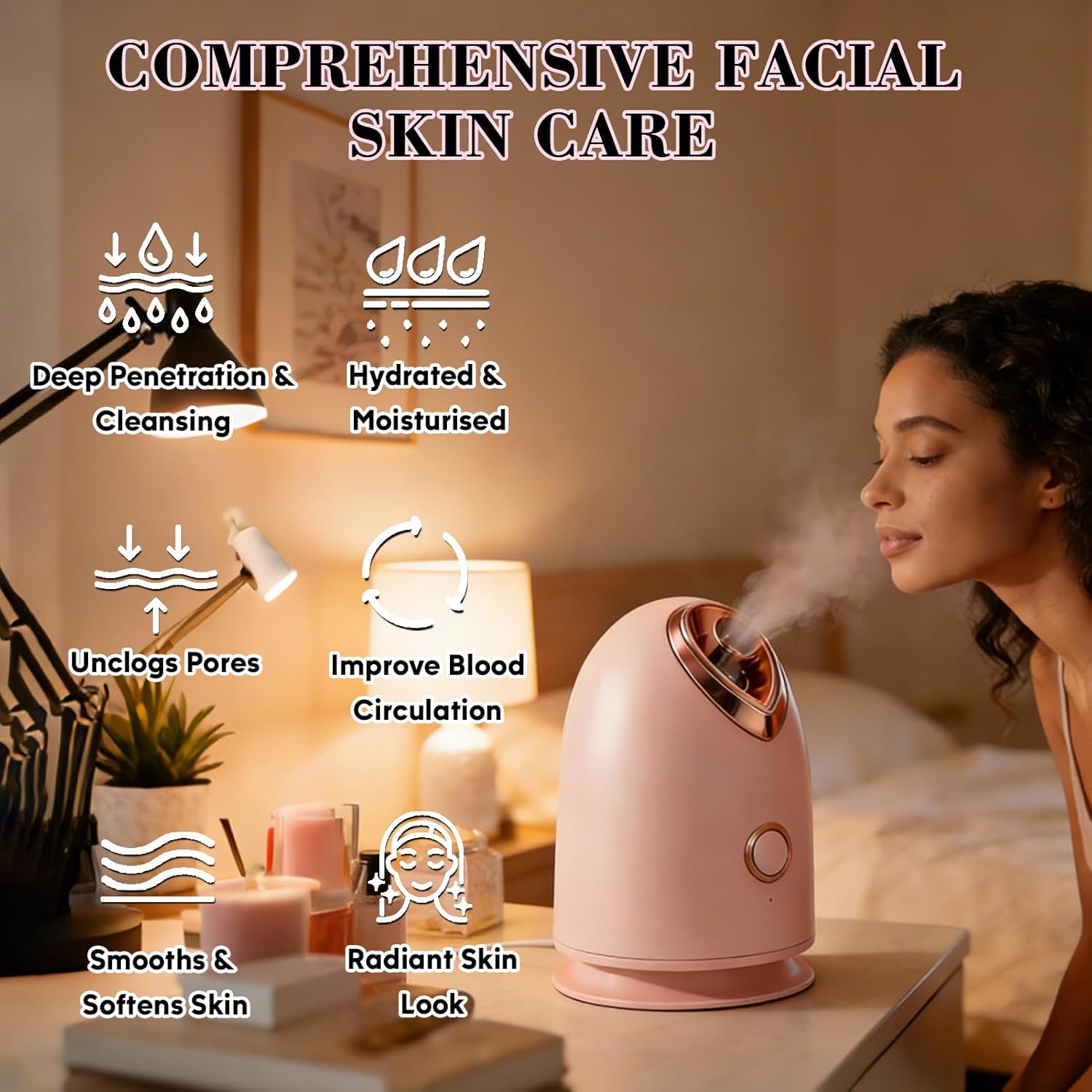 Nano Ionic Facial Steamer Spa Kit with Skin Scrubber and 8-Piece Skincare Tool Set
